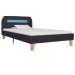 Bettgestell mit LED Dunkelgrau Stoff 180×200 cm – Bild 2