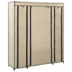 Stoffschrank mit Fächern Kleiderstangen Creme 150x45x176cm – Bild 3