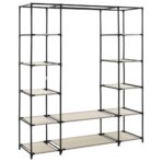 Stoffschrank mit Fächern Kleiderstangen Creme 150x45x176cm – Bild 4