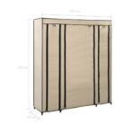 Stoffschrank mit Fächern Kleiderstangen Creme 150x45x176cm – Bild 6