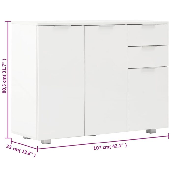 Sideboard Hochglanz-Weiss 107x35x80,5 cm – Bild 8