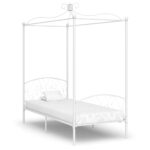 Himmelbett-Gestell Weiss Metall 90 x 200 cm
