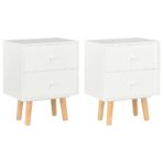 Nachttische 2 Stk. Weiss 40 x 30 x 50 cm Kiefer Massivholz
