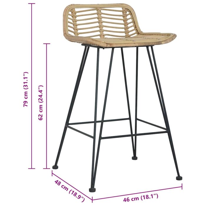 Barhocker 2 Stk. Rattan Natur – Bild 8