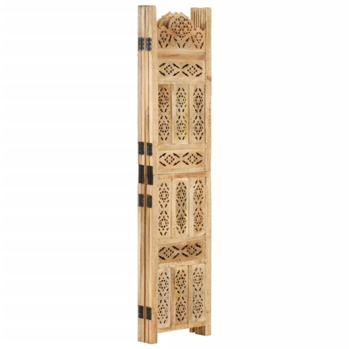 3-tlg. Raumteiler Handgeschnitzt 120×165 cm Mango Massivholz – Bild 2