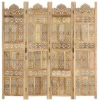 3-tlg. Raumteiler Handgeschnitzt 120×165 cm Mango Massivholz – Bild 6