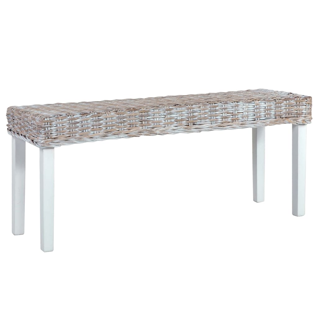 285788_1.jpg Sitzbank 110 cm Weiss Natur Kubu-Rattan und Massivholz Mahagoni – Bild 1