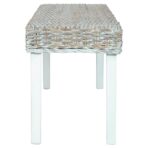 Sitzbank 110 cm Weiss Natur Kubu-Rattan und Massivholz Mahagoni – Bild 3