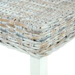 Sitzbank 110 cm Weiss Natur Kubu-Rattan und Massivholz Mahagoni – Bild 5