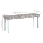 Sitzbank 110 cm Weiss Natur Kubu-Rattan und Massivholz Mahagoni – Bild 6
