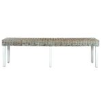 Sitzbank 160 cm Weiß Natur Kubu-Rattan und Massivholz Mango – Bild 2