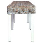 Sitzbank 160 cm Weiß Natur Kubu-Rattan und Massivholz Mango – Bild 3