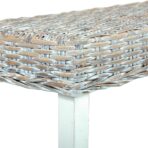 Sitzbank 160 cm Weiß Natur Kubu-Rattan und Massivholz Mango – Bild 5