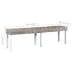 Sitzbank 160 cm Weiß Natur Kubu-Rattan und Massivholz Mango – Bild 6