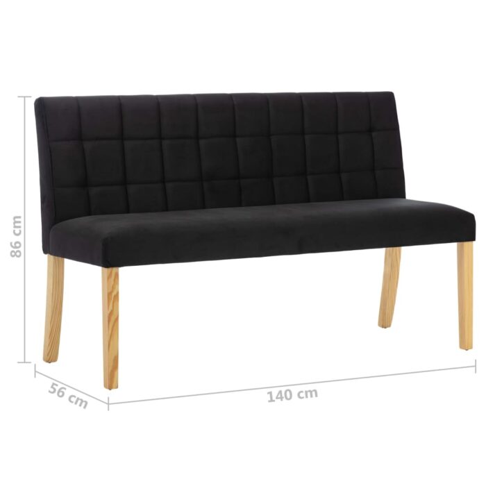 Bank 140 cm Schwarz Samt – Bild 7
