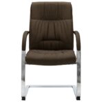 Freischwinger Bürostuhl Braun Stoff – Bild 2