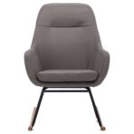 Schaukelstuhl Hellgrau Stoff – Bild 3