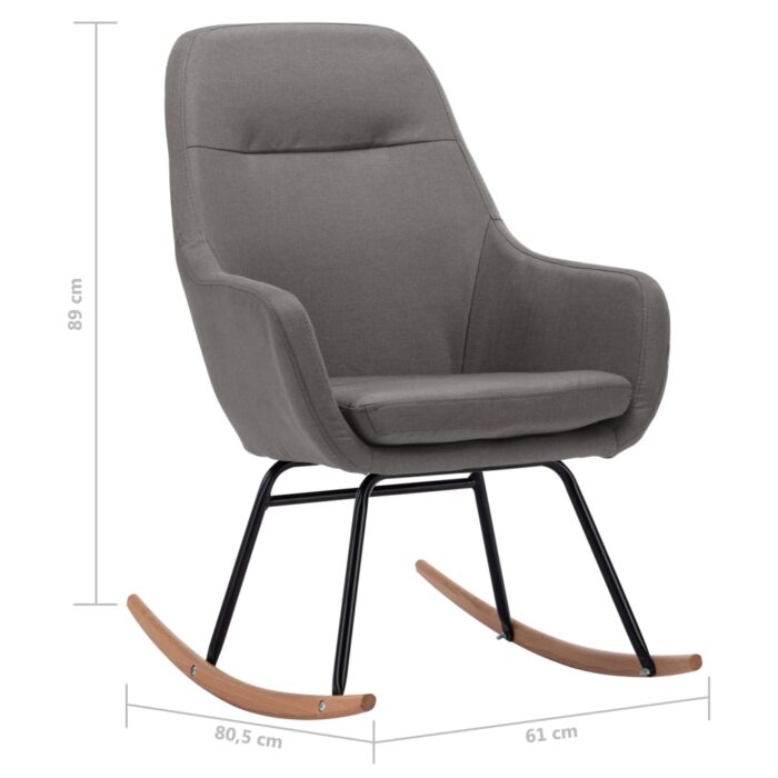 Schaukelstuhl Hellgrau Stoff – Bild 8