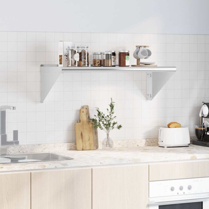 Wandregal 100x45x31 cm Silbern Edelstahl – Bild 3