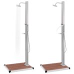 Gartendusche mit Bodenelement WPC Edelstahl – Bild 3