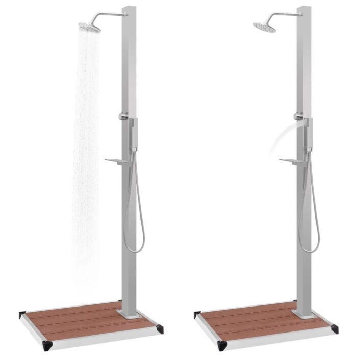 Gartendusche mit Bodenelement WPC Edelstahl – Bild 3