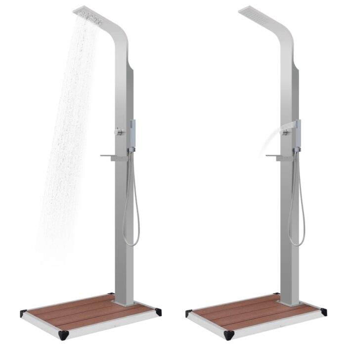 Gartendusche mit Bodenelement WPC Edelstahl – Bild 3