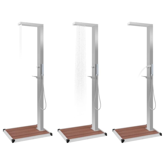 Gartendusche mit Bodenelement WPC Edelstahl – Bild 3