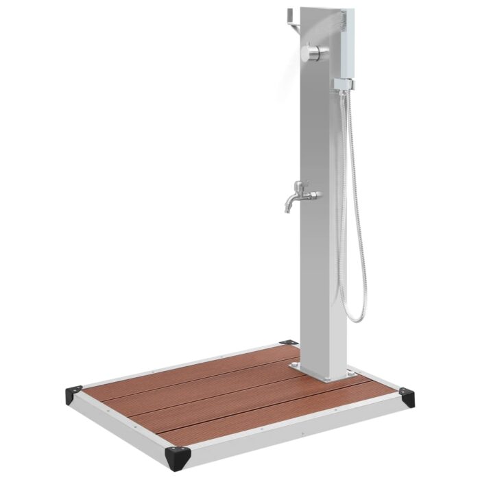 Gartendusche mit Bodenelement WPC Edelstahl – Bild 4