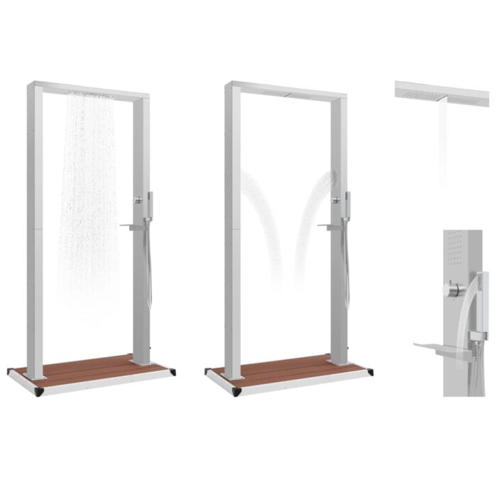 Gartendusche mit Bodenplatte WPC Edelstahl – Bild 3