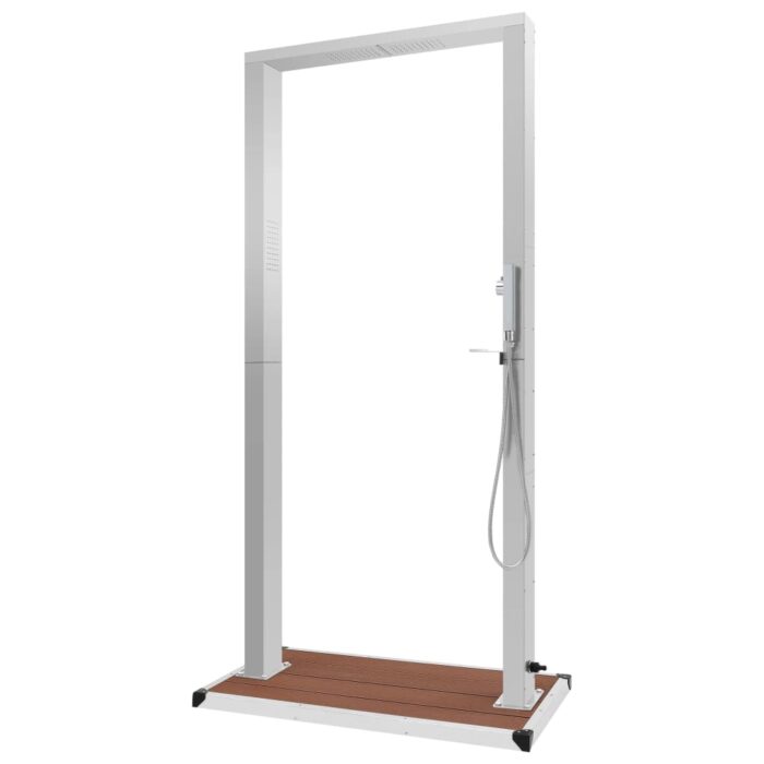 Gartendusche mit Bodenplatte WPC Edelstahl – Bild 4