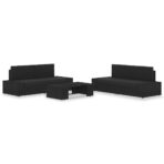 5-tlg. Garten-Lounge-Set Poly Rattan Schwarz