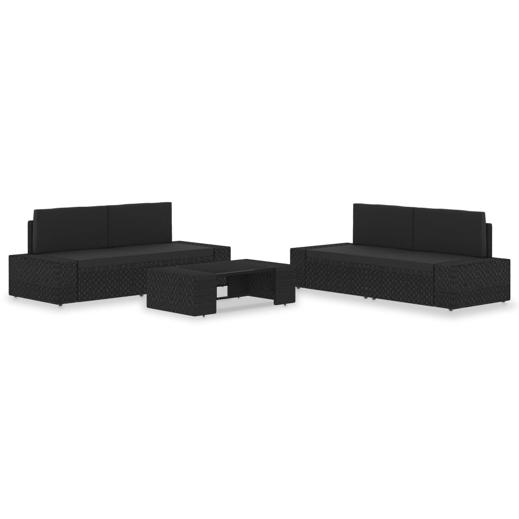 3054575_1.jpg 5-tlg. Garten-Lounge-Set Poly Rattan Schwarz – Bild 1