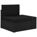 7-tlg. Garten-Lounge-Set Poly Rattan Schwarz – Bild 5