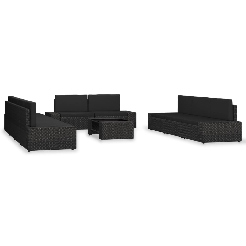 3054583_1.jpg 10-tlg. Garten-Lounge-Set Poly Rattan Schwarz – Bild 1