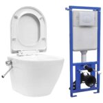 Wand-WC ohne Spülrand mit Einbau-Spülkasten Keramik Weiss