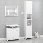 3-tlg. Badmöbel-Set Weiss Holzwerkstoff