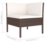 6-tlg. Garten-Lounge-Set mit Auflagen Poly Rattan Braun – Bild 6