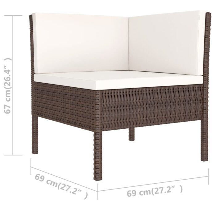6-tlg. Garten-Lounge-Set mit Auflagen Poly Rattan Braun – Bild 6