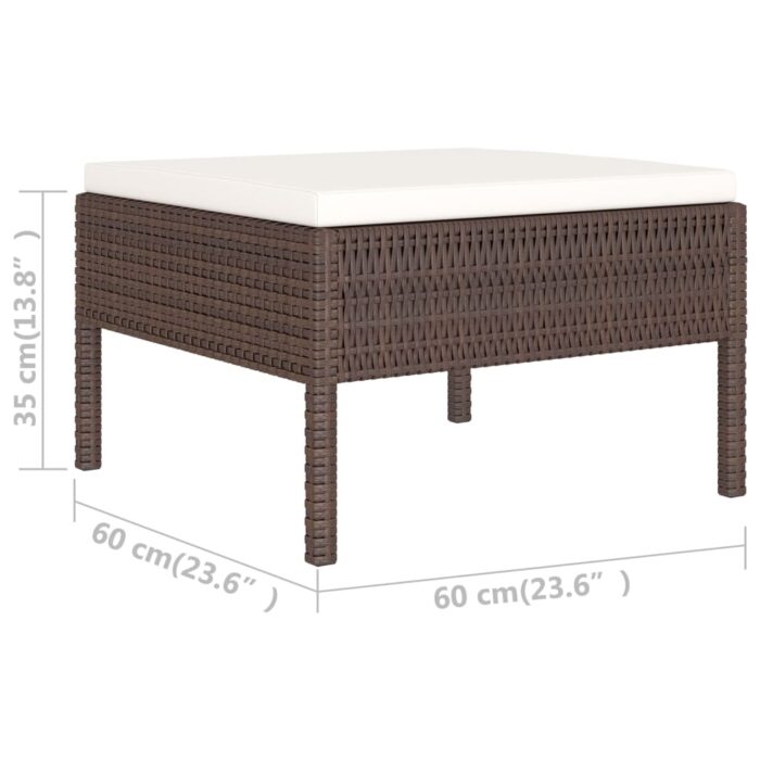 6-tlg. Garten-Lounge-Set mit Auflagen Poly Rattan Braun – Bild 8