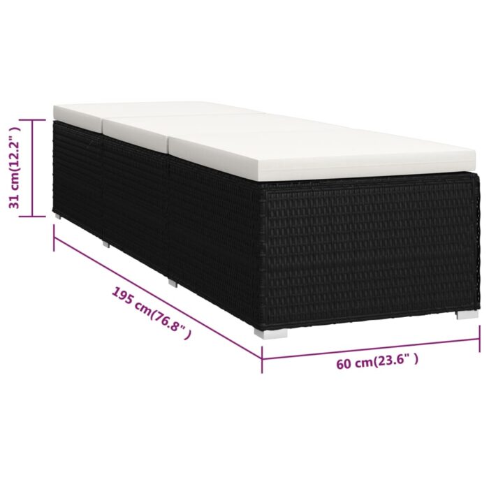 3-tlg. Garten-Sonnenliegen mit Teetisch Poly Rattan Schwarz – Bild 12