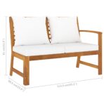 4-tlg. Garten-Lounge-Set mit Auflagen Creme Massivholz Akazie – Bild 10
