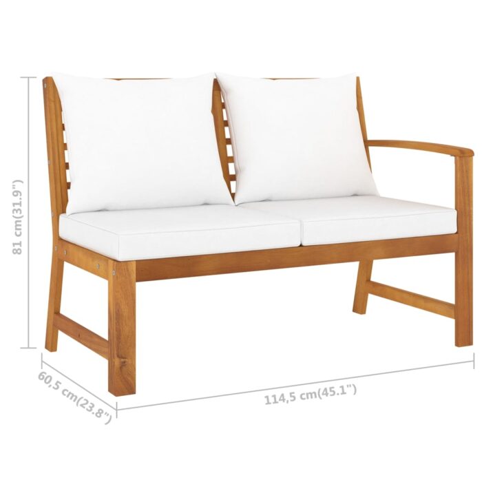 4-tlg. Garten-Lounge-Set mit Auflagen Creme Massivholz Akazie – Bild 10