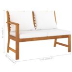 4-tlg. Garten-Lounge-Set mit Auflagen Creme Massivholz Akazie – Bild 11
