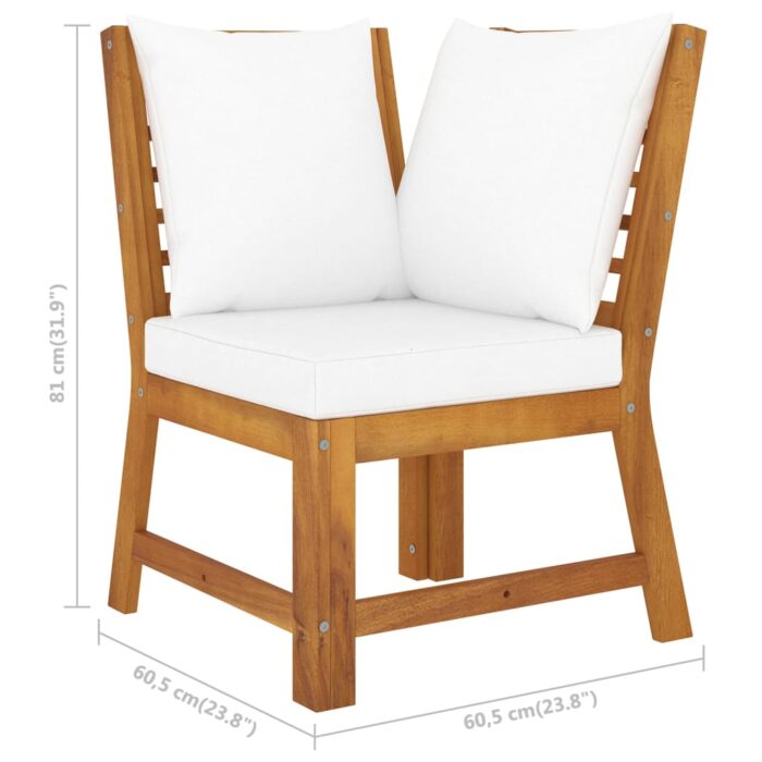 4-tlg. Garten-Lounge-Set mit Auflagen Creme Massivholz Akazie – Bild 12