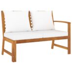 4-tlg. Garten-Lounge-Set mit Auflagen Creme Massivholz Akazie – Bild 4