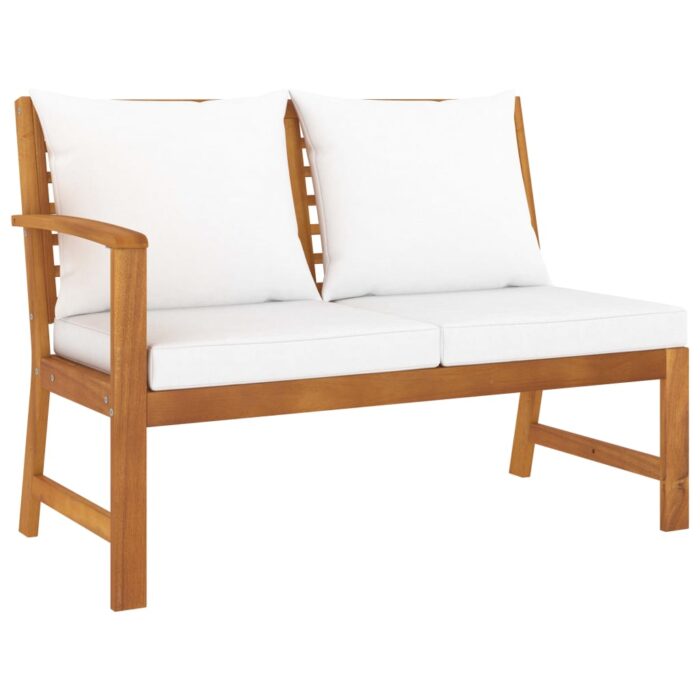 4-tlg. Garten-Lounge-Set mit Auflagen Creme Massivholz Akazie – Bild 5