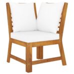 4-tlg. Garten-Lounge-Set mit Auflagen Creme Massivholz Akazie – Bild 6