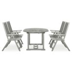 5-tlg. Garten-Essgruppe (150–200) x 100 cm Massivholz Akazie Grau – Bild 2