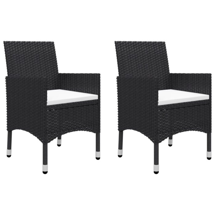 3-tlg. Bistro-Set Poly Rattan und Hartglas Schwarz – Bild 3