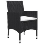3-tlg. Bistro-Set Poly Rattan und Hartglas Schwarz – Bild 4